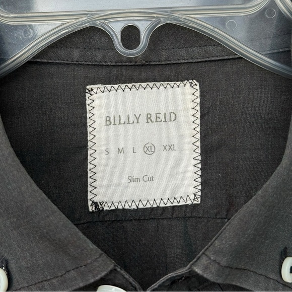 Billy Reid Slim Cut Button Down Dress Shirt Men’s Size XL Charcoal Grey Cotton - Picture 7 of 9